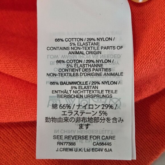J. Crew Cardigan Sweater Large Orange Cotton Preppy Button Front Classic - Picture 5 of 8
